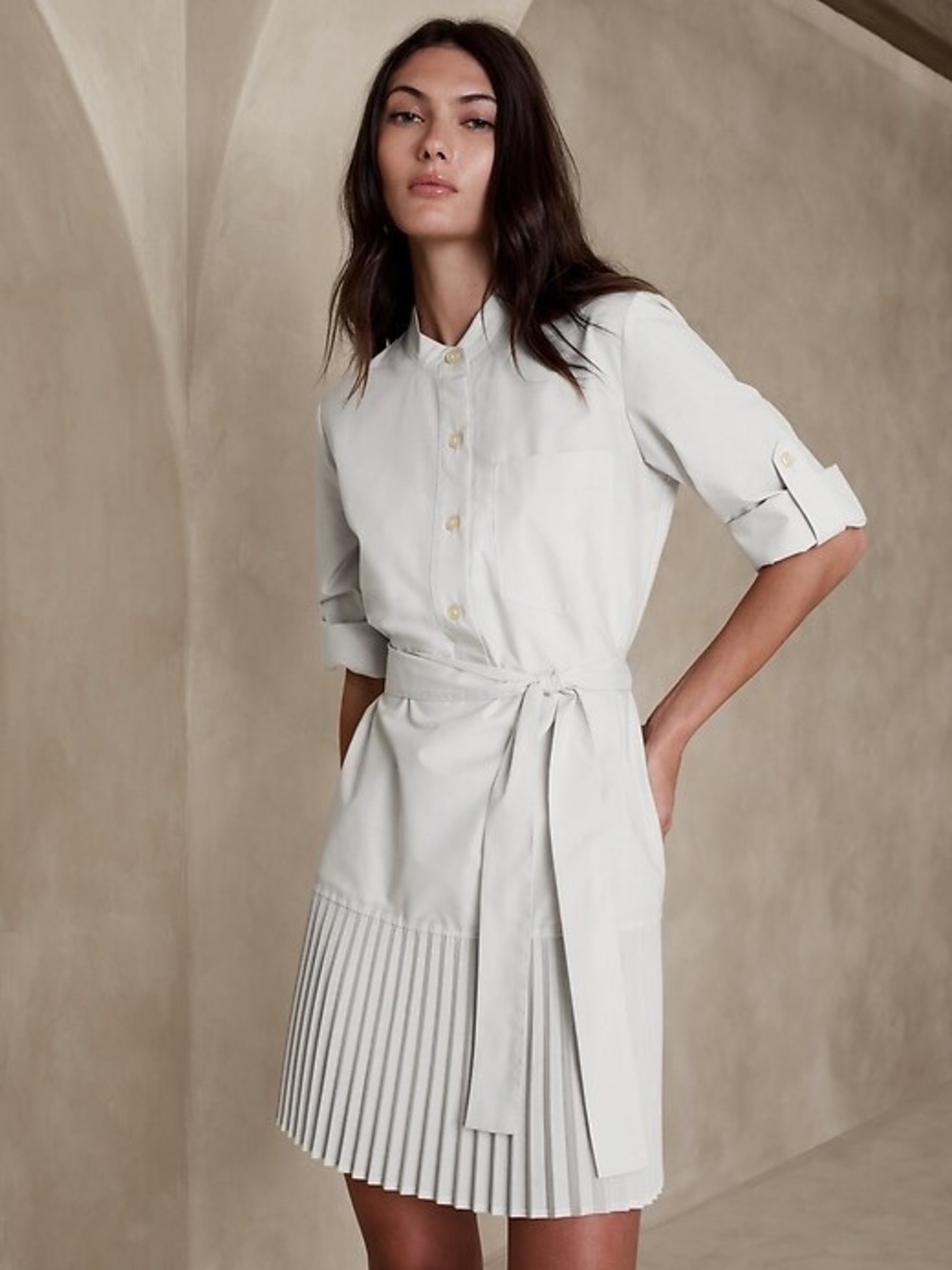 NWT BANANA REPUBLIC PLEATED-HEM MINI SHIRTDRESS